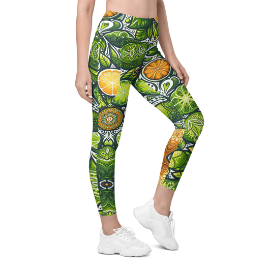Tropical Citrus Leggings - Pockets